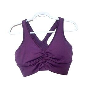 Alo Yoga Wild Thing Ruched V-Neck Athletic Racerback Sport Bra Womens Small